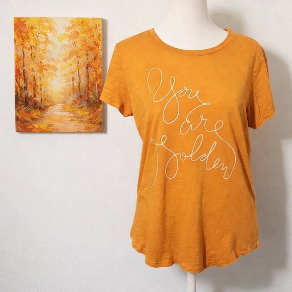 Old Navy Tops - Old Navy Women's Mustard Yellow  “You Are Golden” Script T-Shirt - Size Medium